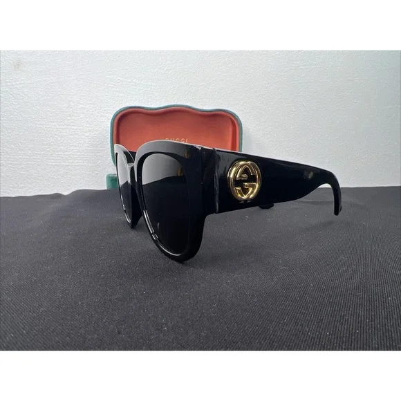 Gucci Acetate Square Frame Sunglasses GG0142SA-001 Black - Picture 4 of 16